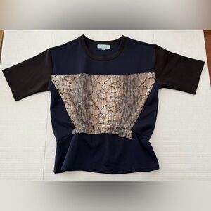 Camilla Tree Sequin Blue Short Sleeve Shirt sz S